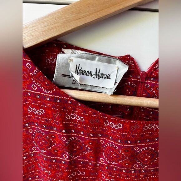 Neiman Marcus by Castleberry vintage dress midi red size S casual summer party - Picture 5 of 16